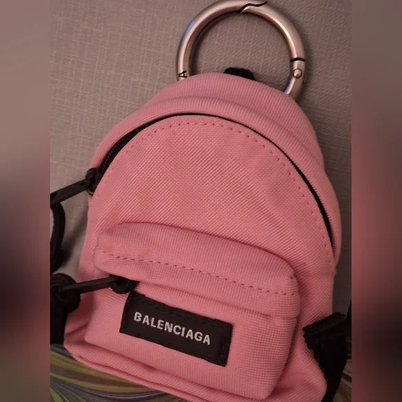 Balenciaga Pink Mini Backpack Keyring/Bagcharm NWT - Picture 2 of 7